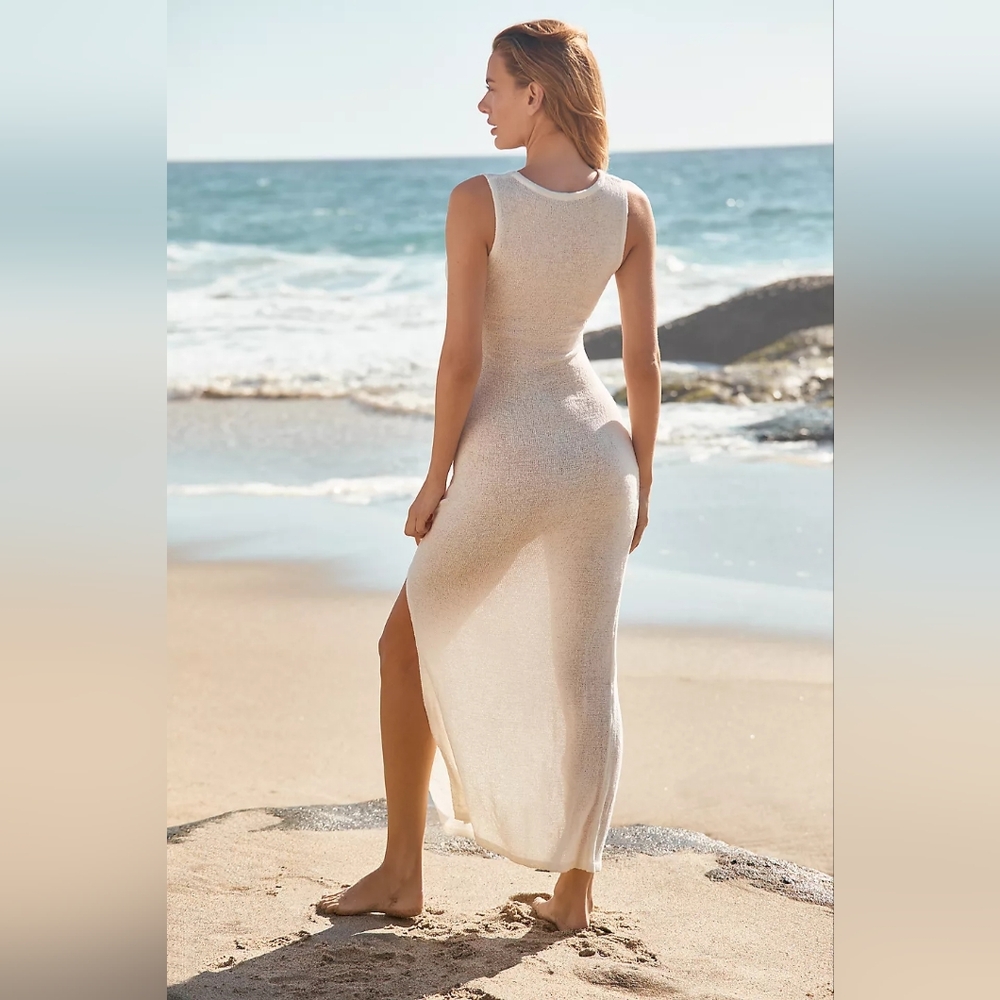 Anthropologie Sunday in Brooklyn Twist-Front Maxi Dress Off White